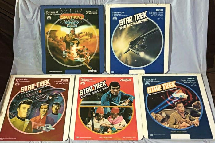 Collection of 5 Star Trek Videodiscs (CED). Perfect for the collector. All five for one price. These is becoming hard to find as a set these days.