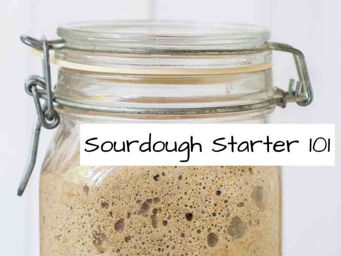 All you need to create a sourdough starter: a bag of wheat flour, lukewarm water, a glass container, and time.