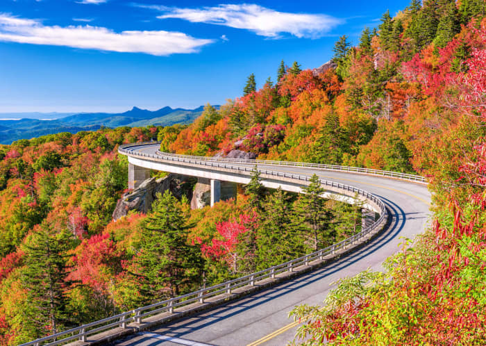 The Blue Ridge Parkway, one of the most famous road trips in the United States, runs through some of the Southeast's most spectacular scenery and interesting historical sites.