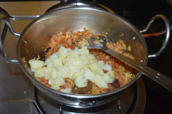 Add mashed potatoes.