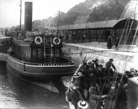 The two tenders, The Ireland and the America ferrying passengers out to the Titanic