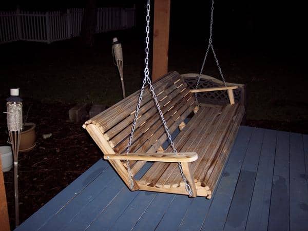 As the pergola took shape and became a reality, we ordered this cypress swing from Ebay. Hopefully cypress will live up to its reputation as being weather resistant....