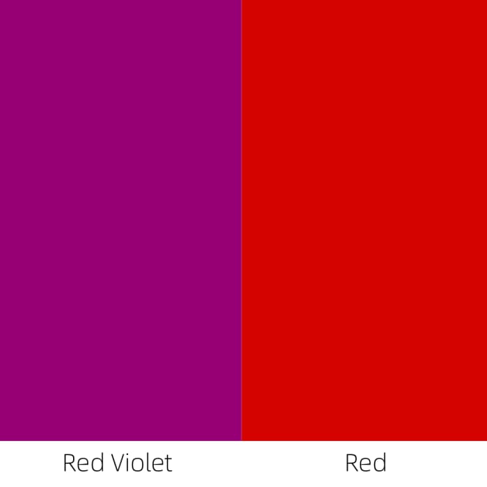 When you paint red-violet next to red, then the red-violet appears cooler, because it contains some blue.
