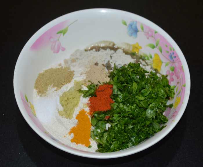 Step one: Add all the ingredients (except oil for deep-frying) to a mixing bowl.