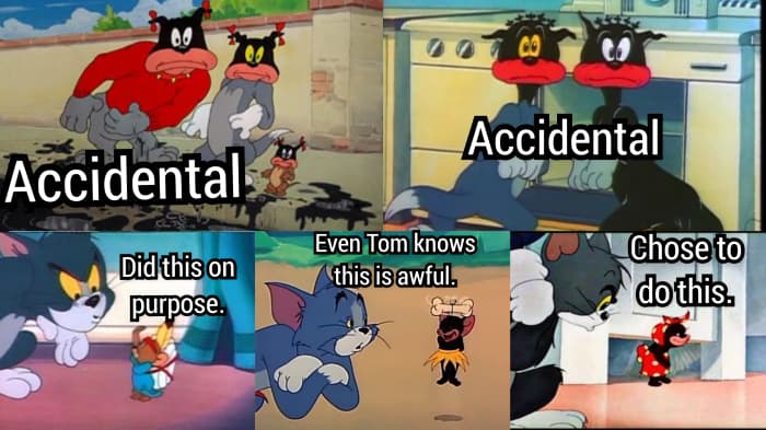 Every single time Tom is ever seen in blackface, it's always been accidental. The same can't be said for Jerry.