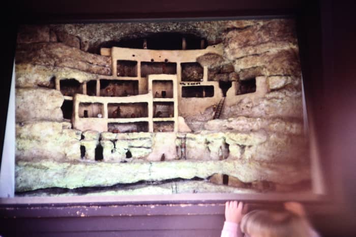 Museum exhibit showing the rooms inside of the national monument as they would appear with the stone facing in front removed.
