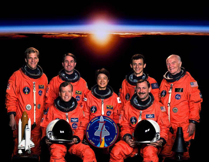STS-95: Discovery 7. Senator John H. Glenn's return to space in 1998.