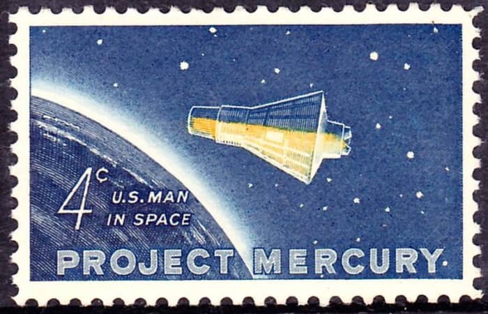 Postage stamp released on February 20, 1992 in honor of John Glenn and the Friendship 7 orbit.