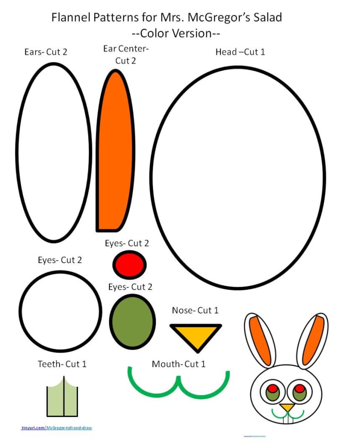 Cut these pieces out from felt in their corresponding colors.