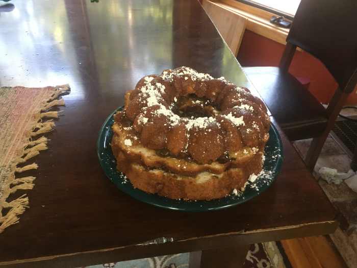 Caramel orange angel food cake with mincemeat