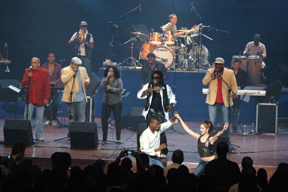 Cuba's most famous Salsa band Loss van Van perform at the James L. Knight Center Miami. They are embarking on a 70-concert tour in numerous cities in the United States, part of the Obama initiative from April 2010
