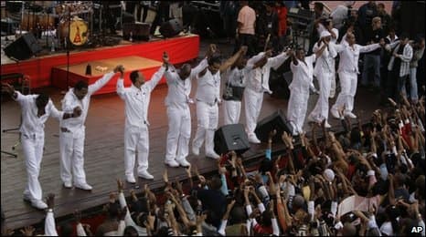 In a recent cultural exchange, as part of the Obama Administration's improving US-Cuba relations, Cuba sent Los Van Van and the US sent Kool and the Gang in support of Cultural Exchange support. Van Van Bowing after show