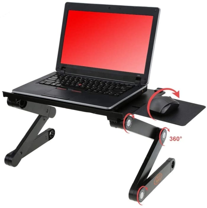 This adjustable laptop stand is perfect for anyone who works at home or watches movies or television in bed.