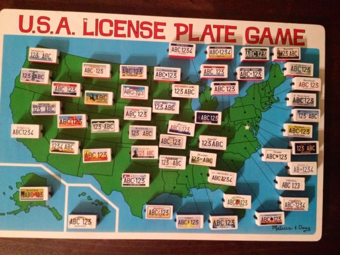 U. S. License Plate Travel Game we used. You can have 2 teams. The licenses flip to either a red or blue side.