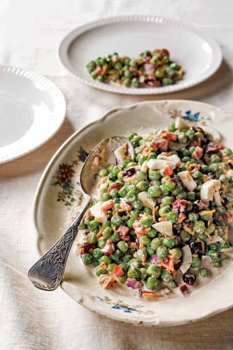 This English Pea Salad contains boiled eggs, mayonnaise, and cheddar cheese. It is a very good side dish and so easy to make.