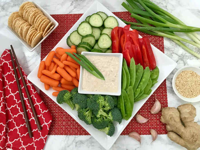 Asian dip and veggie platter
