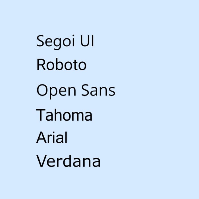 Here are some examples of San Serif typefaces (the typefaces in the photo are in the same size and style regular).