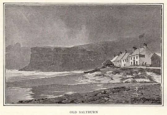 'Old Saltburn', as the title tells on this period postcard. Nestling in the lee of Huntcliff,. Scotsman John Andrew settled here as local squire and JP... and boss of local smugglers.