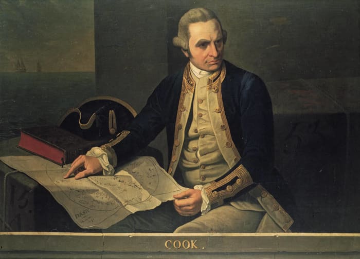 Captain James Cook, 1728-79, a farm labourer''s son become seafarer extraordinary (one of few men at the time raised from obscurity on merit alone).