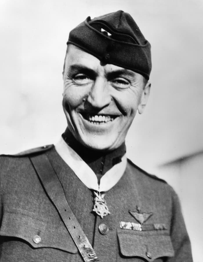 Eddie Rickenbacker America's most successful fighter pilot in the First World War Medal of Honor recipient claiming 26 aerial victories. He was born in Columbus Ohio October 8,1890.