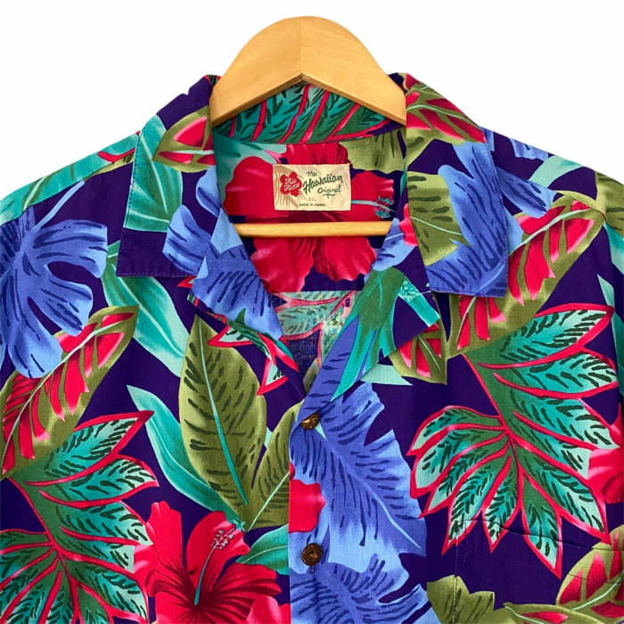 Hilo Hattie Colorful Men's 2XL Cotton Short Sleeve Hawaiian Shirt Floral Palm Leaf … length 32.5" armpit to armpit 28"