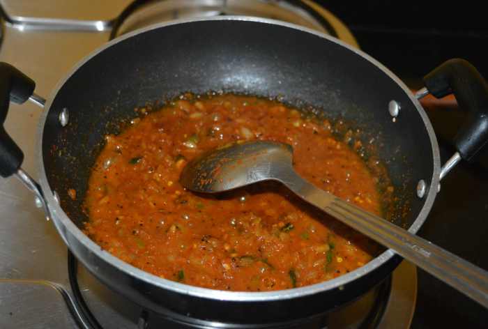 Add 1 cup of water and the remaining salt. Mix well. Bring the mixture to a nice boil.