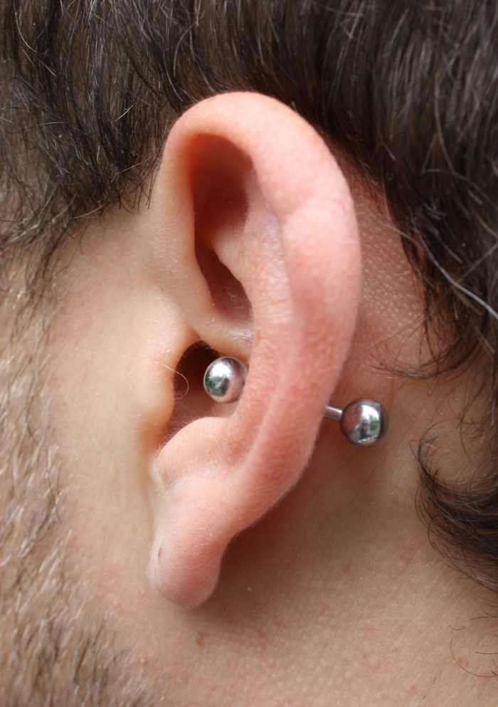 A conch piercing