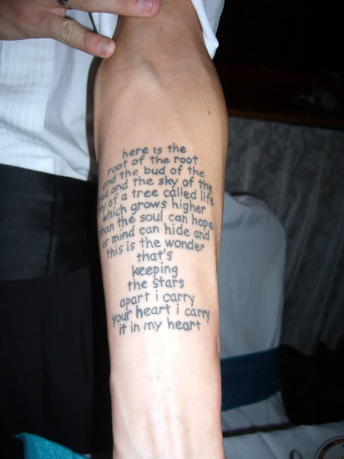 Literary Tattoo Ideas: Poem Tattoos - Tatring