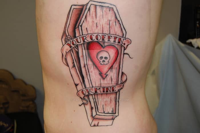 Coffin tattoos come in many shapes and sizes and can represent different things to different people.
