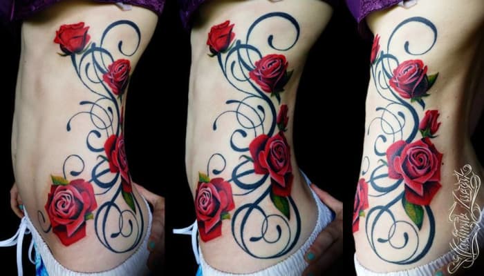 Rose Tattoo auf Frau. 