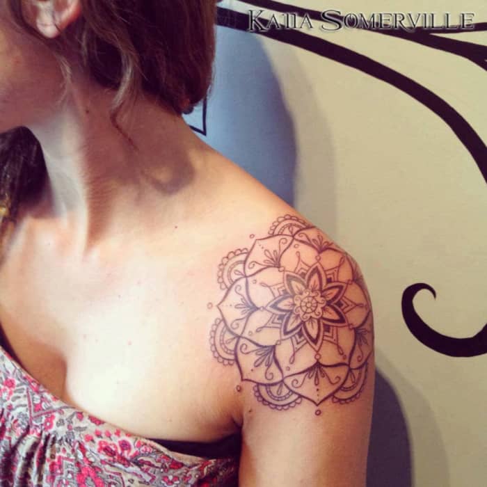 Girl shoulder tattoo