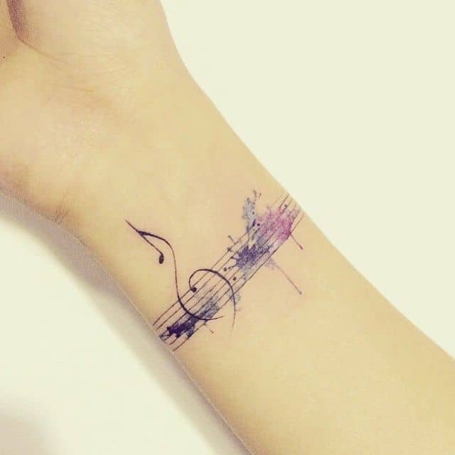 A line of music makes a lovely tattoo bracelet—especially with watercolor.