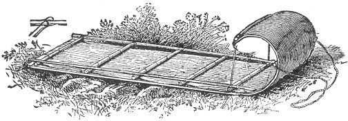 This image from "Camp Life in the Woods and the Tricks of Trapping and Trap Making" by William Hamilton Gibson depicts a toboggan sled.