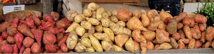 sweet potatoes with different skin colors