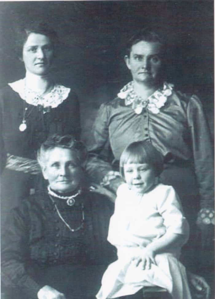 Four generations on my father's side: great-grandmother, great-aunt, second cousin, and third cousin