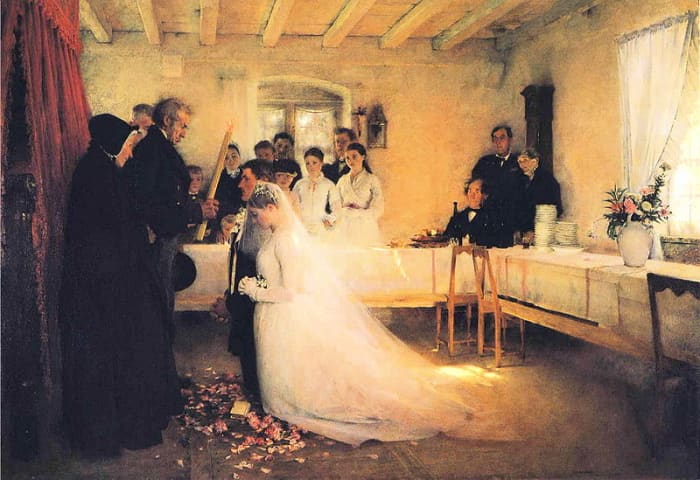 Blessing of the Young Couple Before Marriage by Pascal Dagnan-Bouveret, 1880. Image courtesy of Wiki Commons