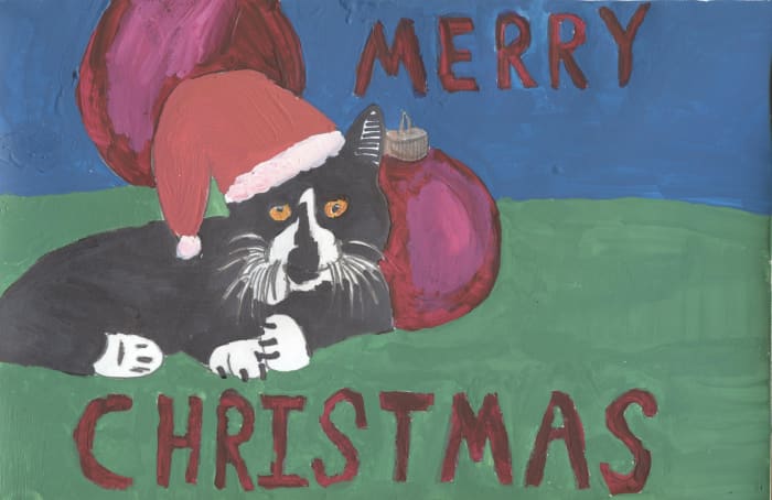 Here is the tempra painting I created for my Christmas card image. (Photo and illustration by Sweetiepie on Hubpages).