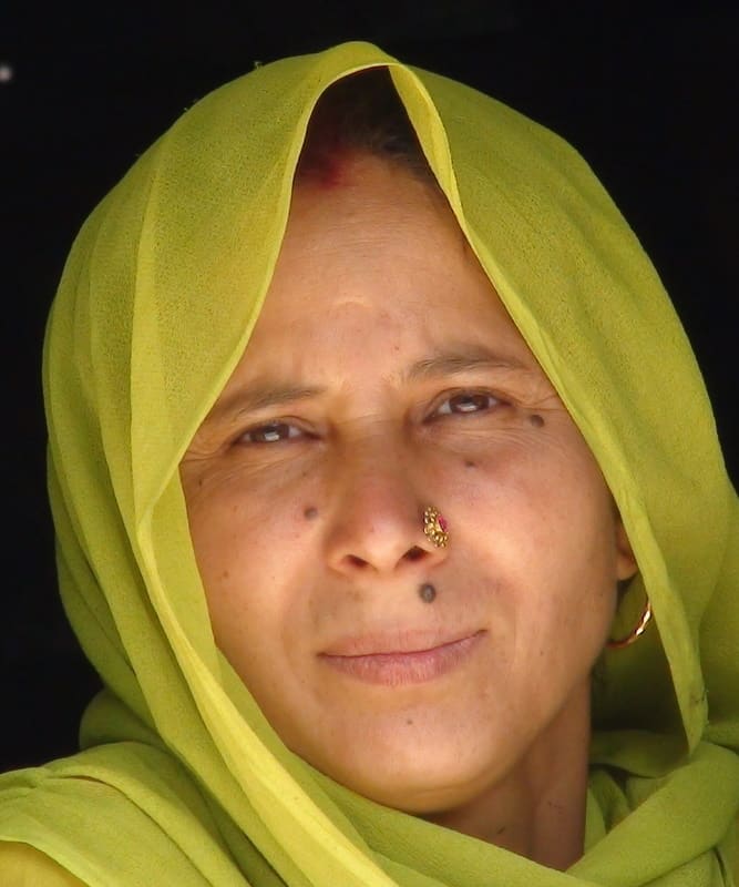 Photo courtesy the author. Note the light vermillion mark on her forehead which signifies she is a married woman.