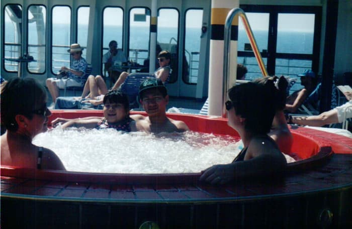 But for most families with children on the spectrum, it's anything but. Here's a photo of me and my late father chilling out in the whirlpool on the Carnival Fantasy in February 1996.