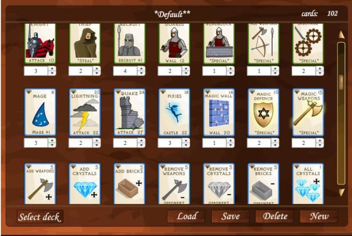 castle war cards online best deck