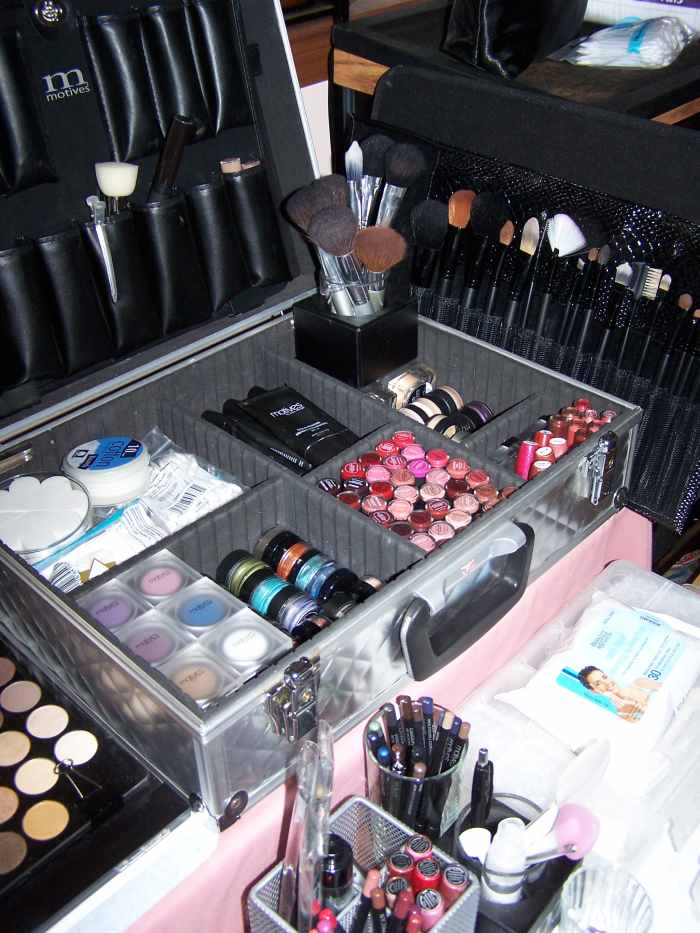 a case filled with makeup