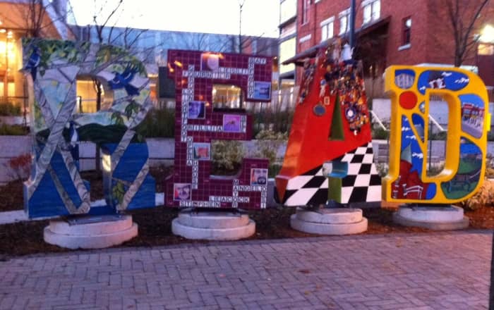 I was able to go back and get a picture of all 4 of these letters together outside the Orillia Library.