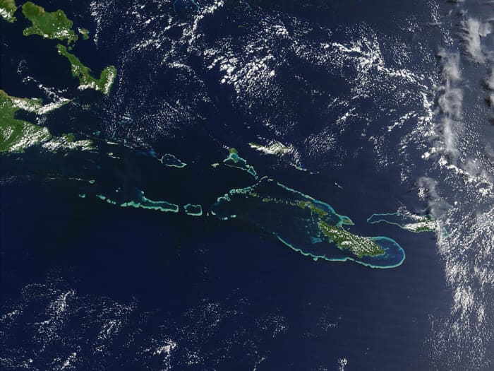 Satellite view of the Louisiade Archipelago were the Battle for Coral Sea (May 1942) would take place. The battle would occur over a vast empty body of water. Only those who took part in the battle would witness the events.
