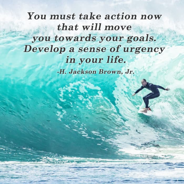 "You must take action now that will move you towards your goals. Develop a sense of urgency in your life." ― H. Jackson Brown, Jr.