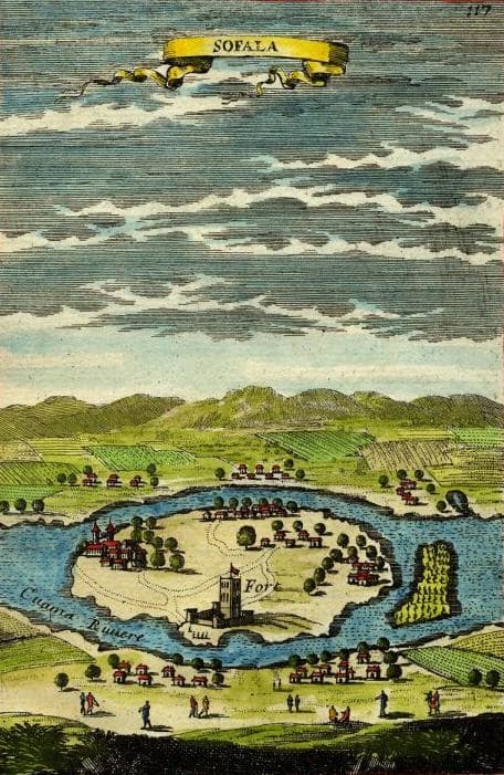 Sofala, at present known as Nova Sofal, used to be the chief seaport of the Monomotapa Kingdom/civilization, whose capital was at Mount Fura. It is located on the Sofala Bank in Sofala province of Mozambique(Maputo)