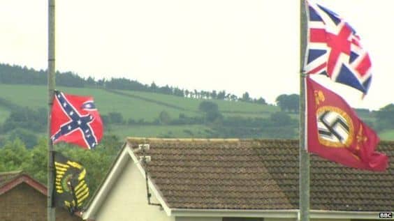 I spoke to a friend from the mid-west who has the commendable habit of ridding their area of Confederate flags by stealth who was shocked that those rags are flown even in loyalist areas of the North of Ireland,