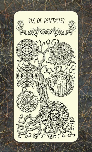 The Six of Pentacles is about finding a generous spirit. You want to give fully to your friends and peers. You also want to give fully to your inner spirit and thoughts. Don't give away everything and leave nothing for yourself.