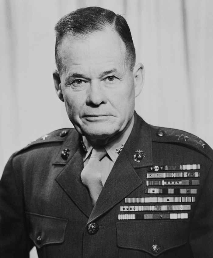 A Marine's Marine...In fact Marines still say: "Good night, Chesty Puller...Wherever you are!" He is the most decorated U.S. Marine in History with five Navy Crosses and a Distinguished Service Cross.