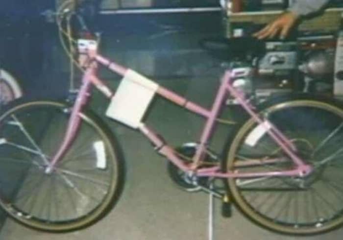 Tara Calico was last seen riding a pink Huffy mountain bike with yellow control cables and sidewalls. Tara’s bike was never found. Photo courtesy of True Crime Times Blog.