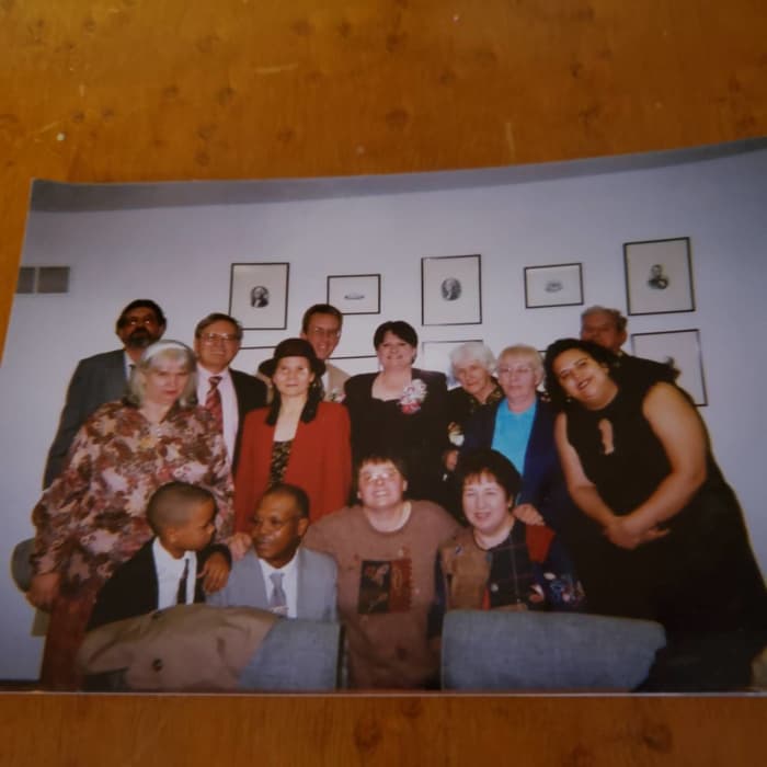 Picture taken at my youngest sister's wedding in Nov. 2002. The woman in the red standing next to the author, Danielle, was my second wife.